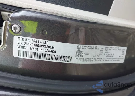 2023 Chrysler Pacifica Touring L из США, поврежденный, VIN 2C4RC1BG4PR530454